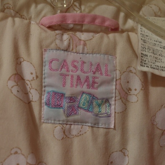 Casual Time Vintage 90s 24M Girls Snow Suit Pink Winter Teddy Bear - Picture 15 of 16